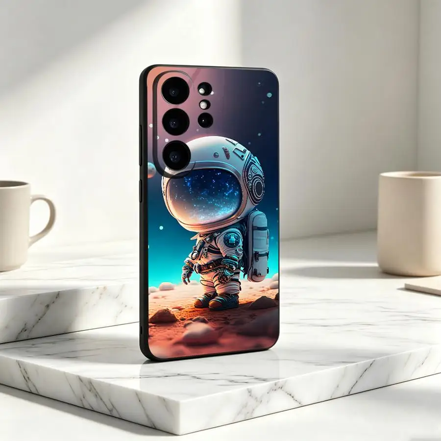 Chibi Tiny Mars Spaceman Phone Cover Case for Samsung Galaxy S26 S25 Edge Note 20 10 Ultra S23 S20 FE S24 Ultra S22 S21 Plus