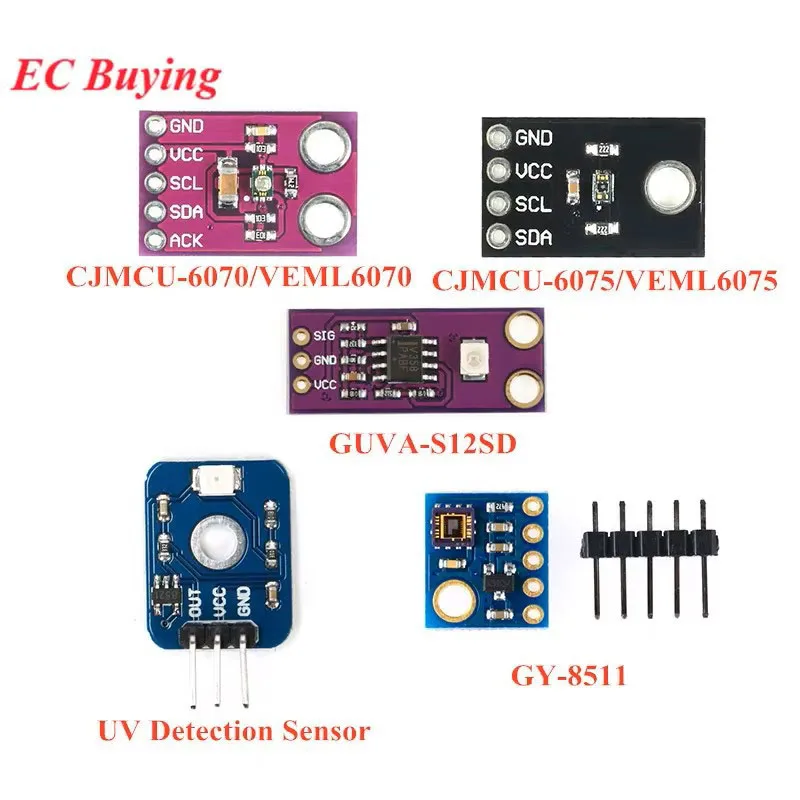 10Pcs/1pc UV Detection Sensor Module CJMCU-GUVA-S12SD VEML6075 VEML6070 UVA UVB S12SD ML8511 Ultraviolet Ray Light For Arduino