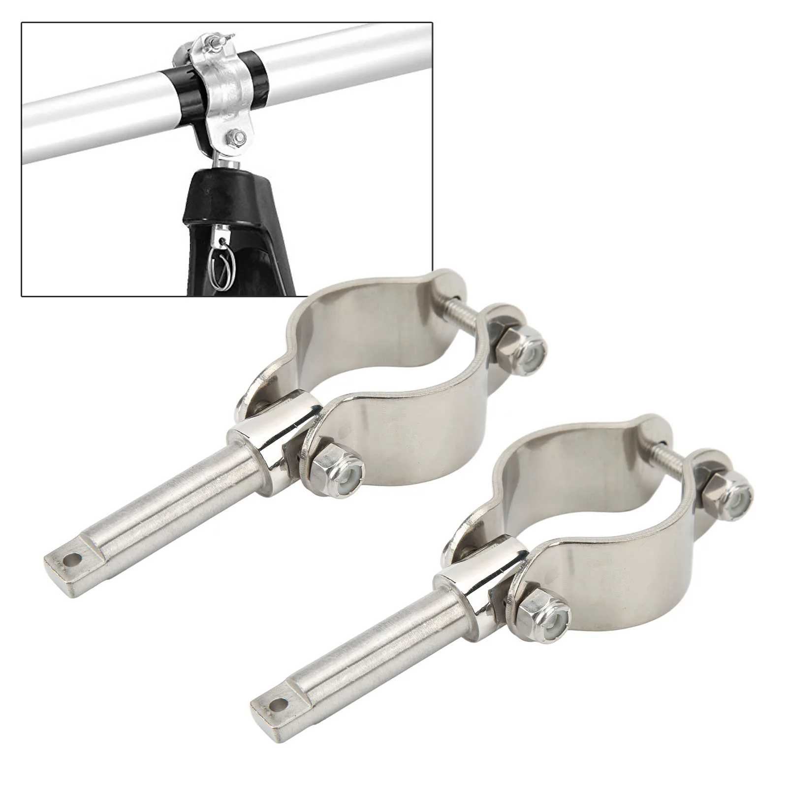2Pcs Boat Clamp On Oar Locks Oar Lock Socket Side Mount 1 3/8in to 1 3/4in Inner Diameter Clamp On Row Lock Brackets