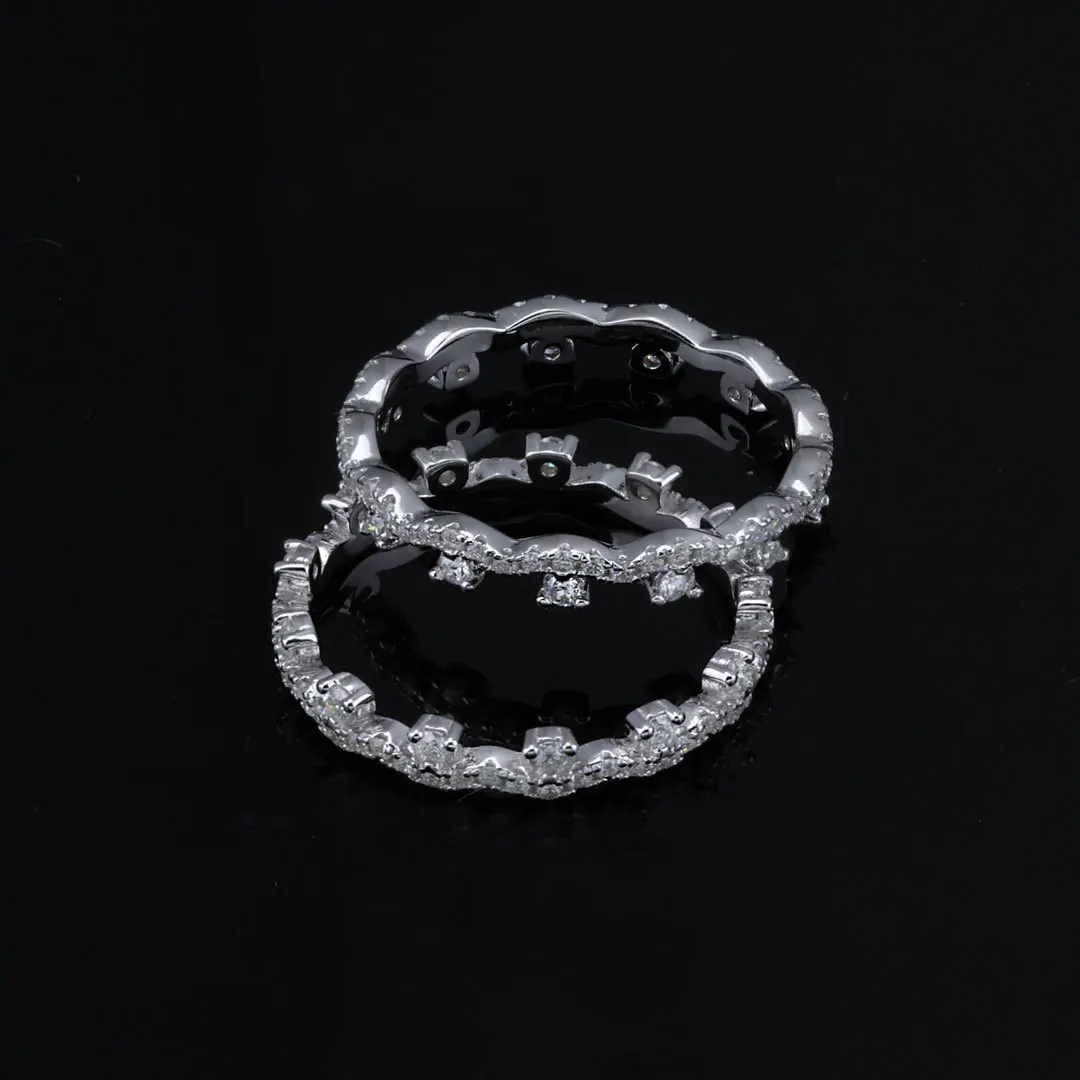 D VVS1 Moissanite Stacking Rings for Women Party Ring Pure Silver Plated 18k Gold Eternity Band High Quality Waterproof Jewelry