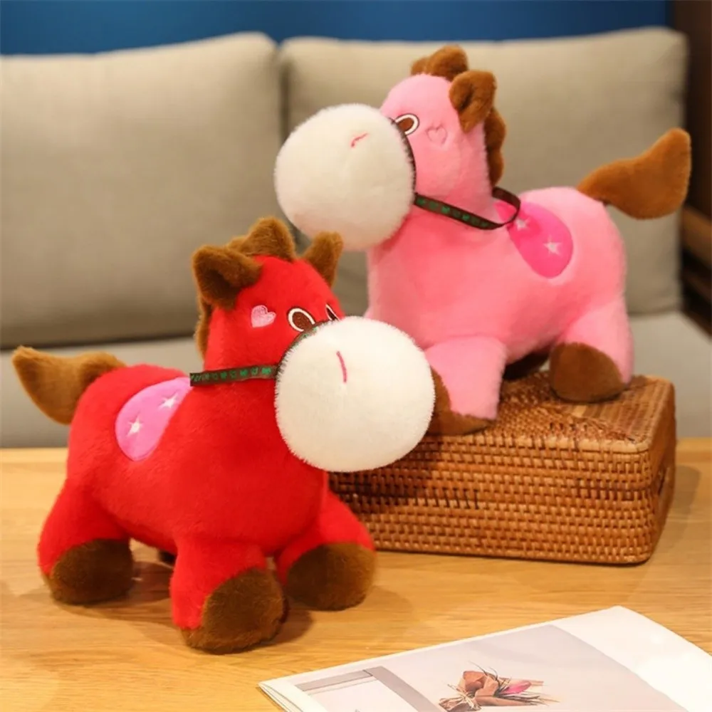 

Mascot 2026 Horse Cute Creative Lucky Horse Kawaii Fluffy Zodiac Pony Figurine Festive Decor