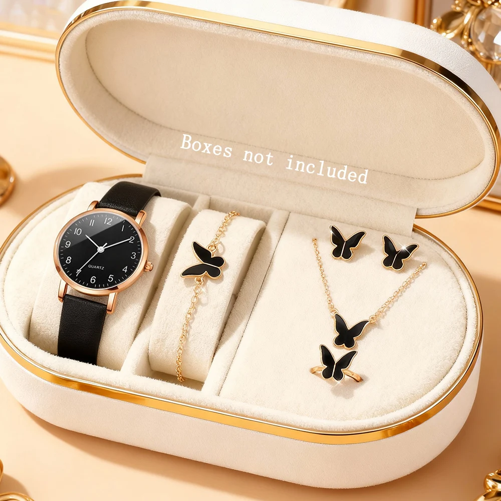 6Pcs Casual Versatile Women's Watch,Ideal For Daily Wear,Graduation & Back‑to‑School Season,Halloween And Valentine's Day Gifts