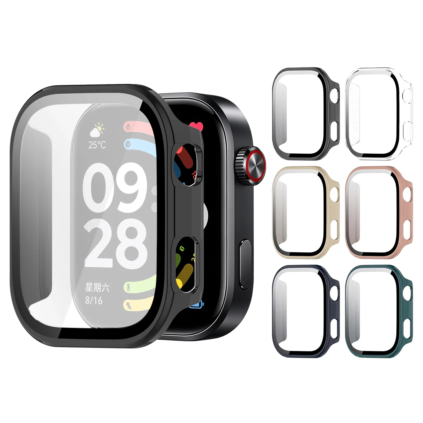 Glass+PC Case For Redmi Watch 6 Screen Protector Tempered Bumper Protection Protective Shell Redmi Watch 5 4 3 Cover Accessories