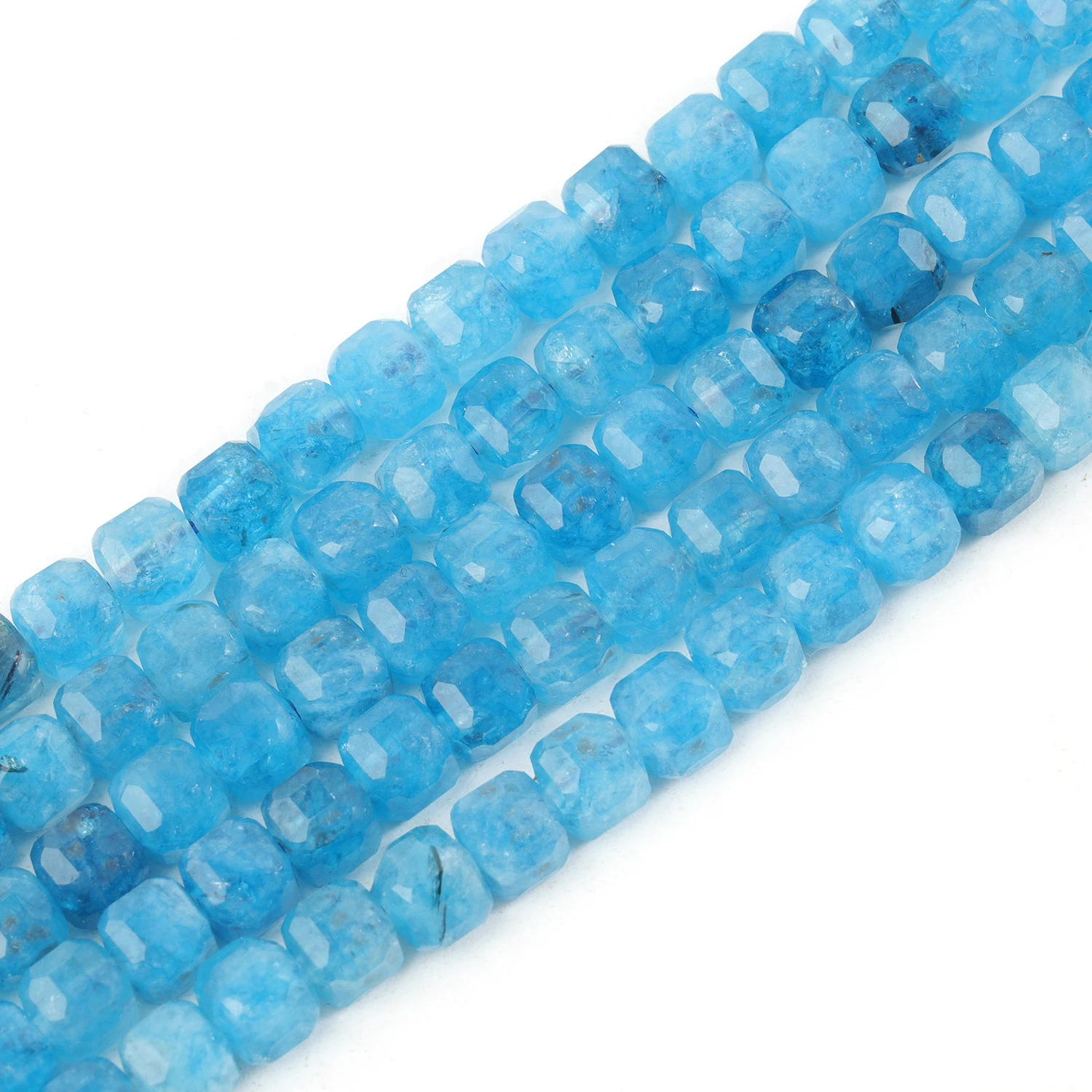 Natural Apatite Gems Beads Faceted 5mm Square Cube Shape Beads for Jewelry Making Diy Bracelet Necklace Beading Accessories