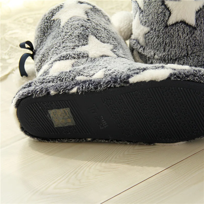 Winter Plush Fur Slippers For Women Indoor Fluffy Warm Fuzzy Home Slipper Female Outdoor Fashion Fuzzy Soft Star Pattern Slipper