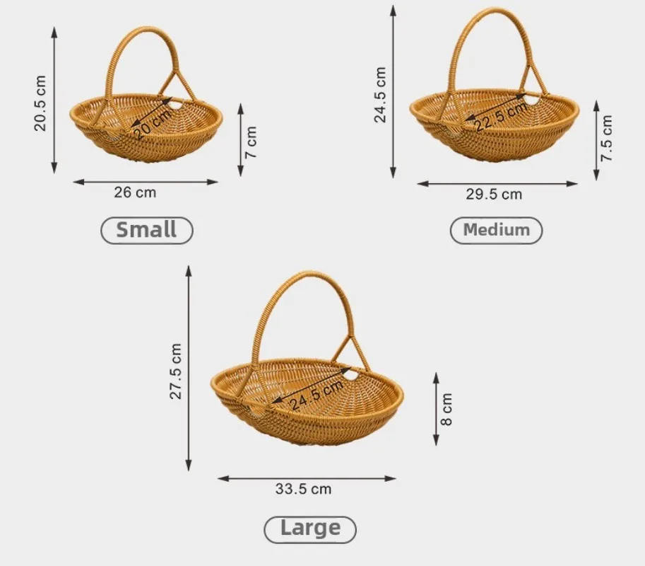 Plastic Imitation Rattan Woven Hand Basket Outdoor Picnic Picking Vegetables and Fruits Kitchen Living Room Egg Snack Basket view 5