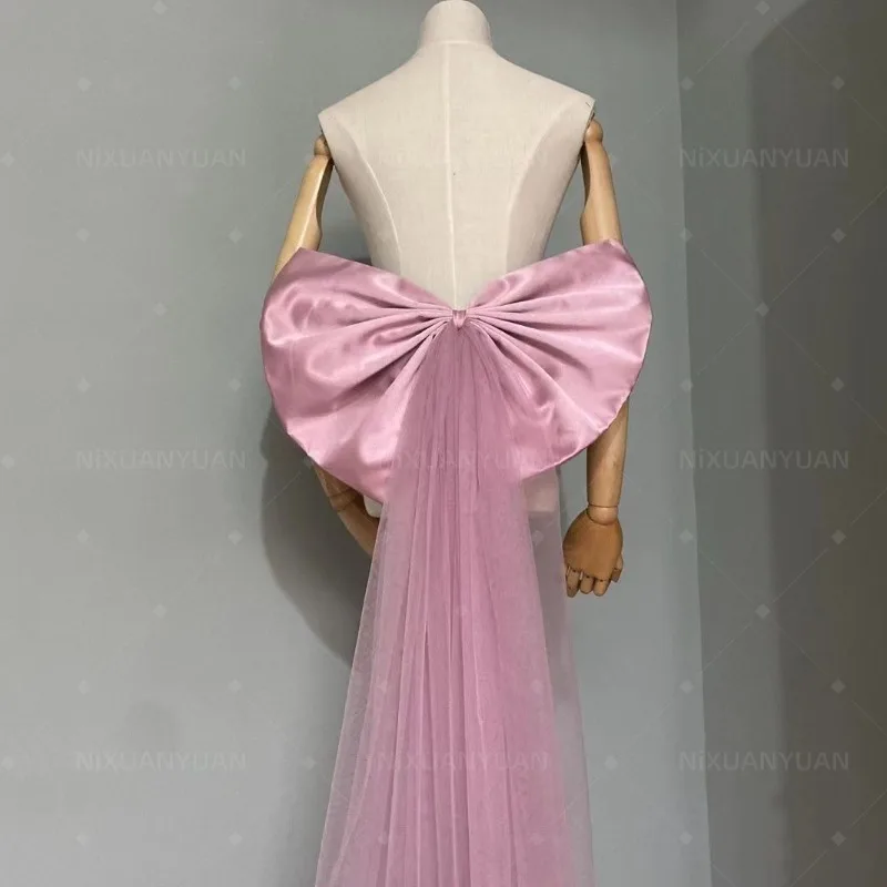 Wedding Party Satin Bow Separate Knots Removeable Bride Dresses Prom Party Gown Bow Knots