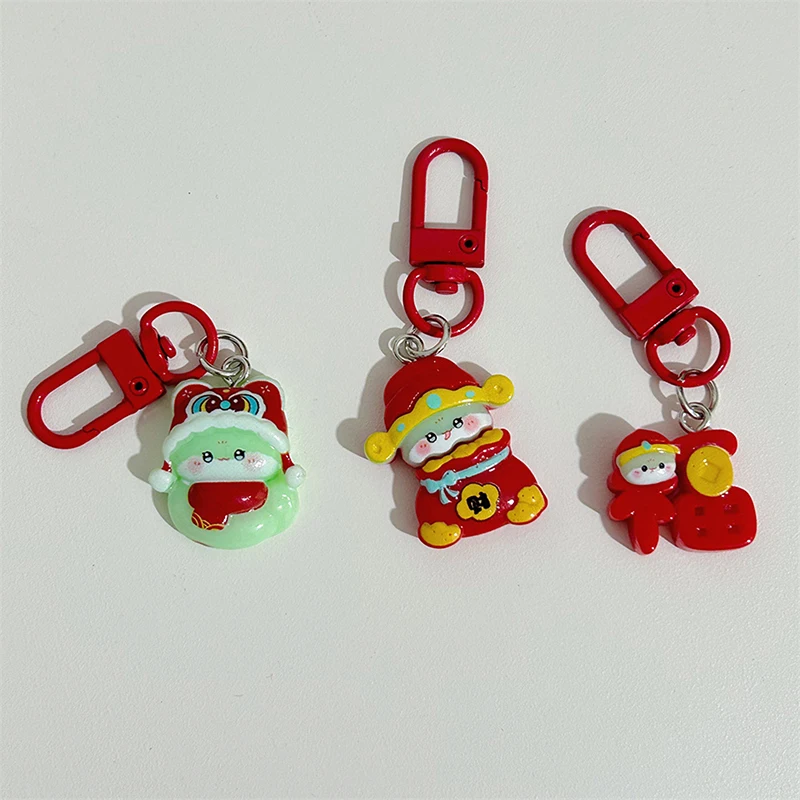 Creative 2025 New Year Chinese Zodiac Snake Year Keychain Pendant Cute Cartoon Backpack Car Ornament Key Ring