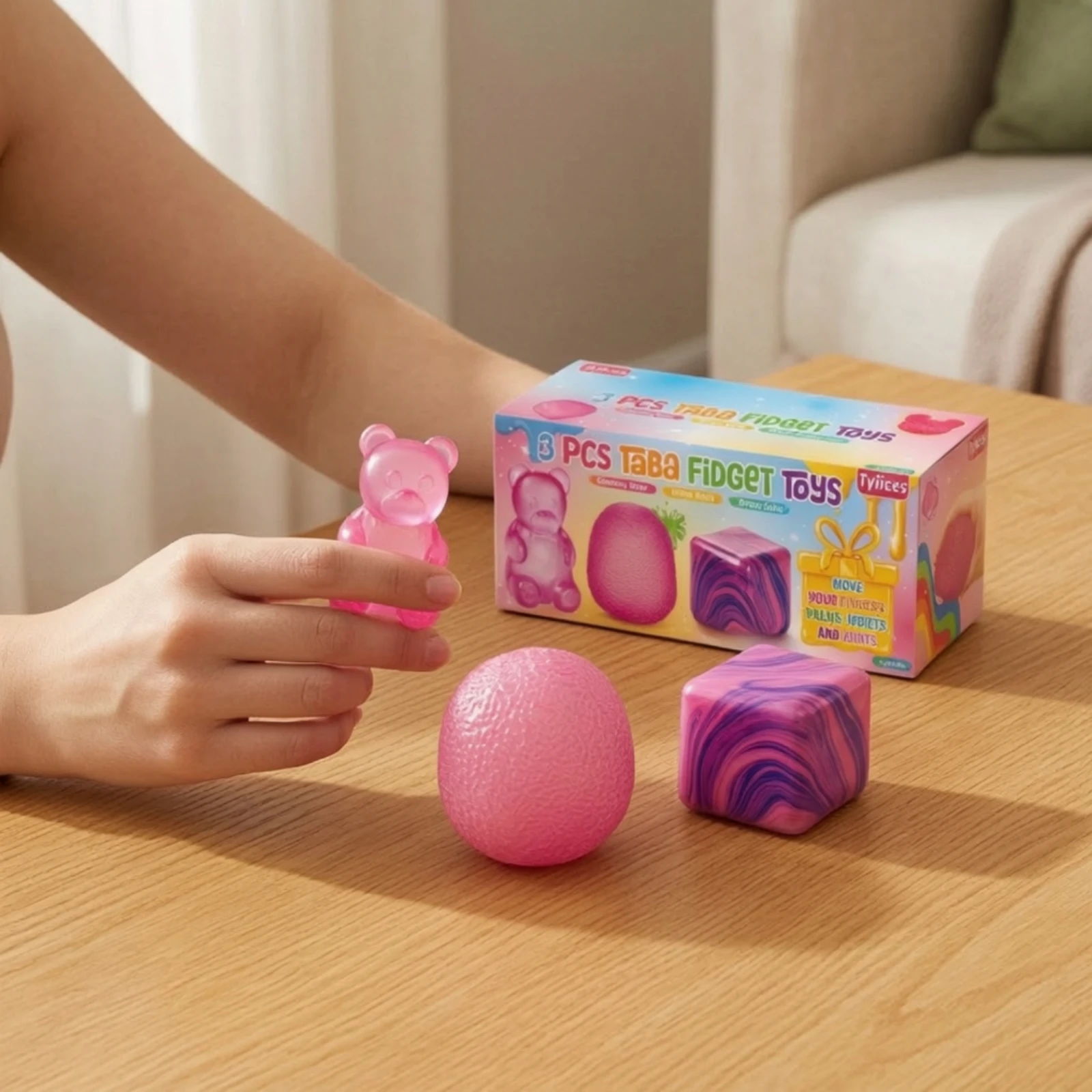 3 Pieces Sensory Toy Assortment Textured Squishy Toy Stress Ball Fidget Calming for Children, Desk, Office