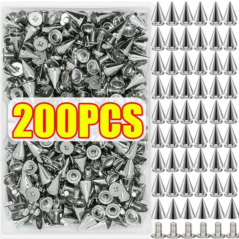 Silver Cone Spikes Metal Screwback Studs DIY Handcraft Punk Garment Decoration Rivet for Clothes Shoes Bags Leather Accessories