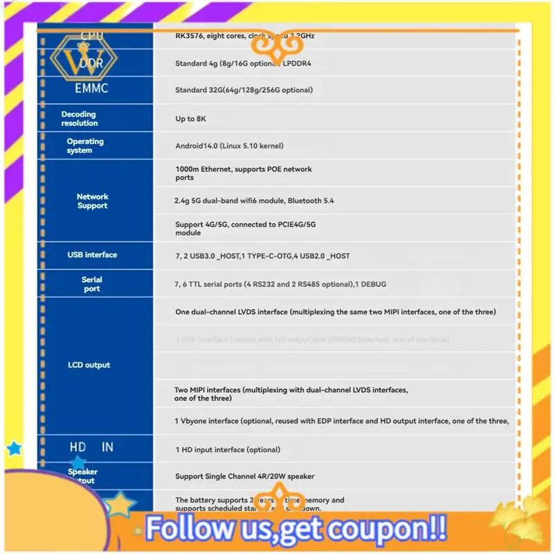 

Latest-Rk3576 Android14 Motherboard Face Recognition Video Encoder Solution Development Board Industrial Control Motherboard