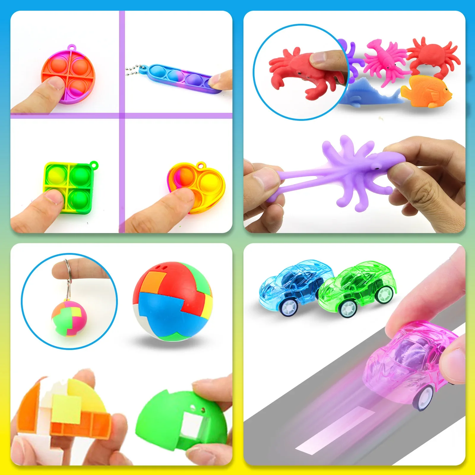 Jouets sensoriels Push Pop Bubble, 84 pièces, pour fêtes d'anniversaire pour enfants, cadeaux en peluche Pinata, autisme a besoin d'anxiété, jouets Anti-Stress