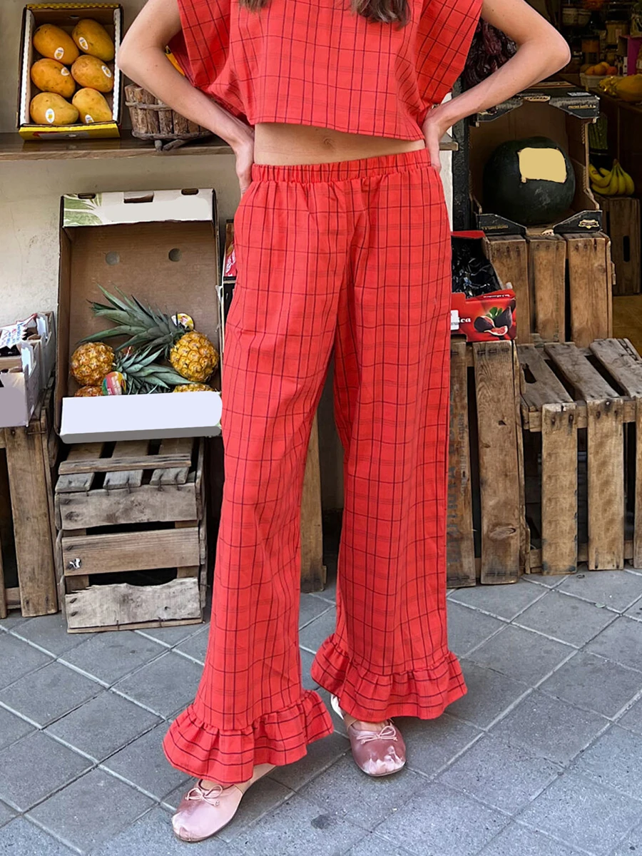 Pantaloni svasati da donna carini Primavera Autunno Casual Stampa a righe verticali Pantaloni a campana in vita elastica Pantaloni bootcut alla moda Streetwear