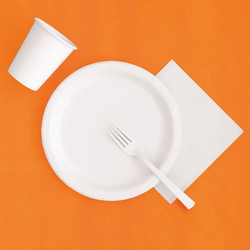 3 Count 54 IN x 108IN Orange Rectangular Plastic Table Covers