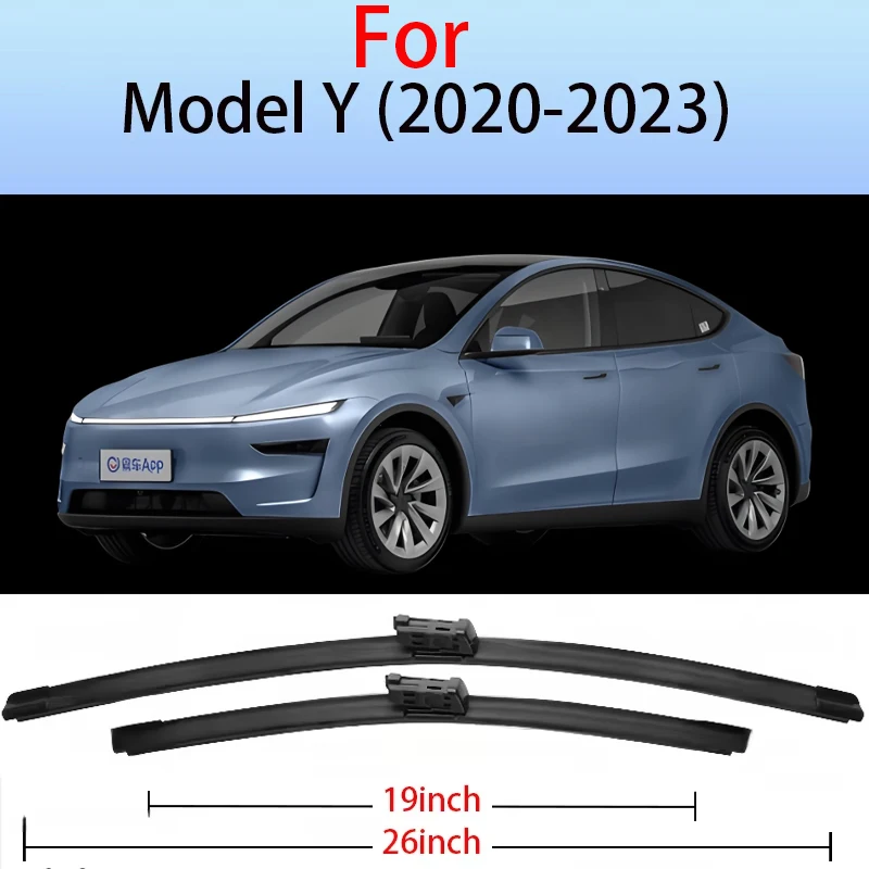 

2pcs Car Wiper Front Windshield Wiper Blades For Tesla Model Y 2020-2023 2022 2021 Windscreen Window Accessories 26"+19"
