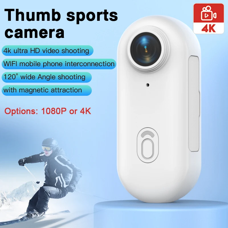 Thumb Sports Camera H88 4K 30fps Wide Angle Mini Action Cam WiFi Magnetic Back Clip Waterproof Outdoor Cycling Fishing Diving