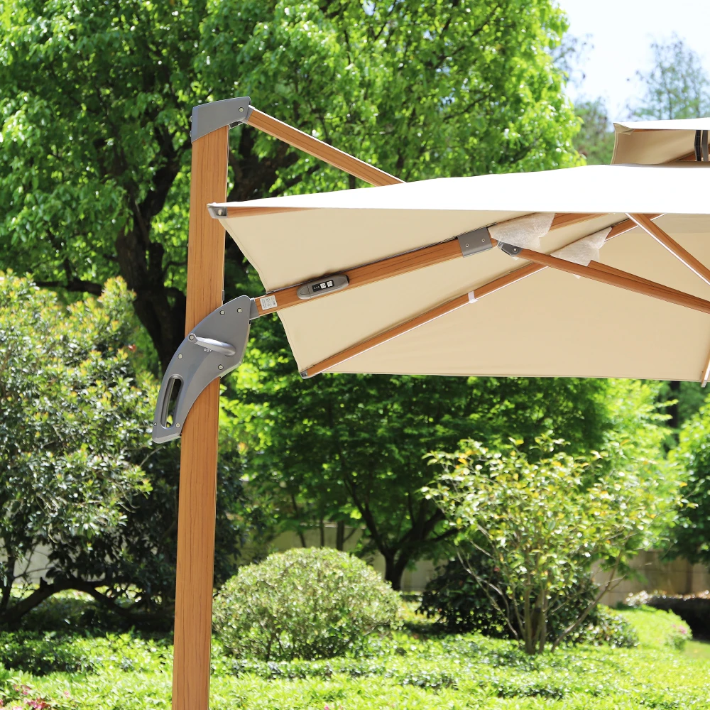 Patio Umbrella Outdoor Large Square Double Top Heavy Duty Windproof Offset Umbrella With 360-degree Rotation