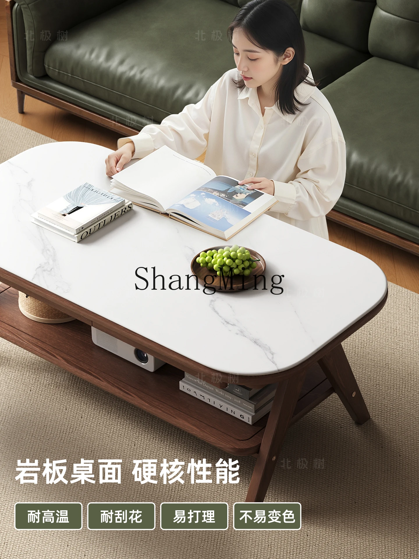FG good-looking all-solid wood rock slab living room household light luxury small apartment storage medium and antique
