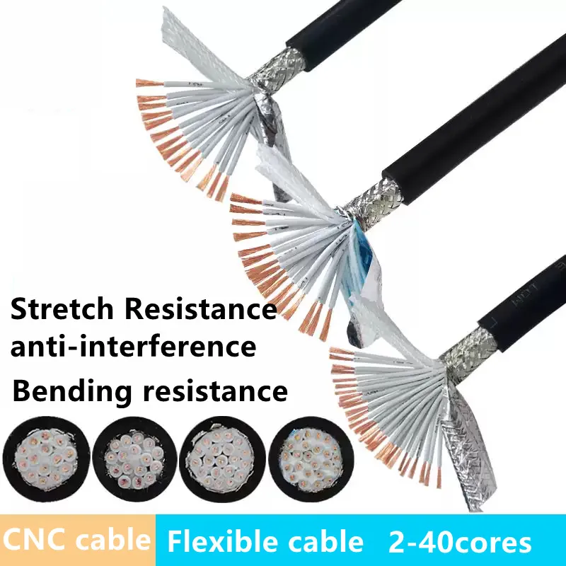 10-40core Flexible shielded cable 26 -15 awg PVC flexible wire resistance to bending corrosion resistant pure  copper wire