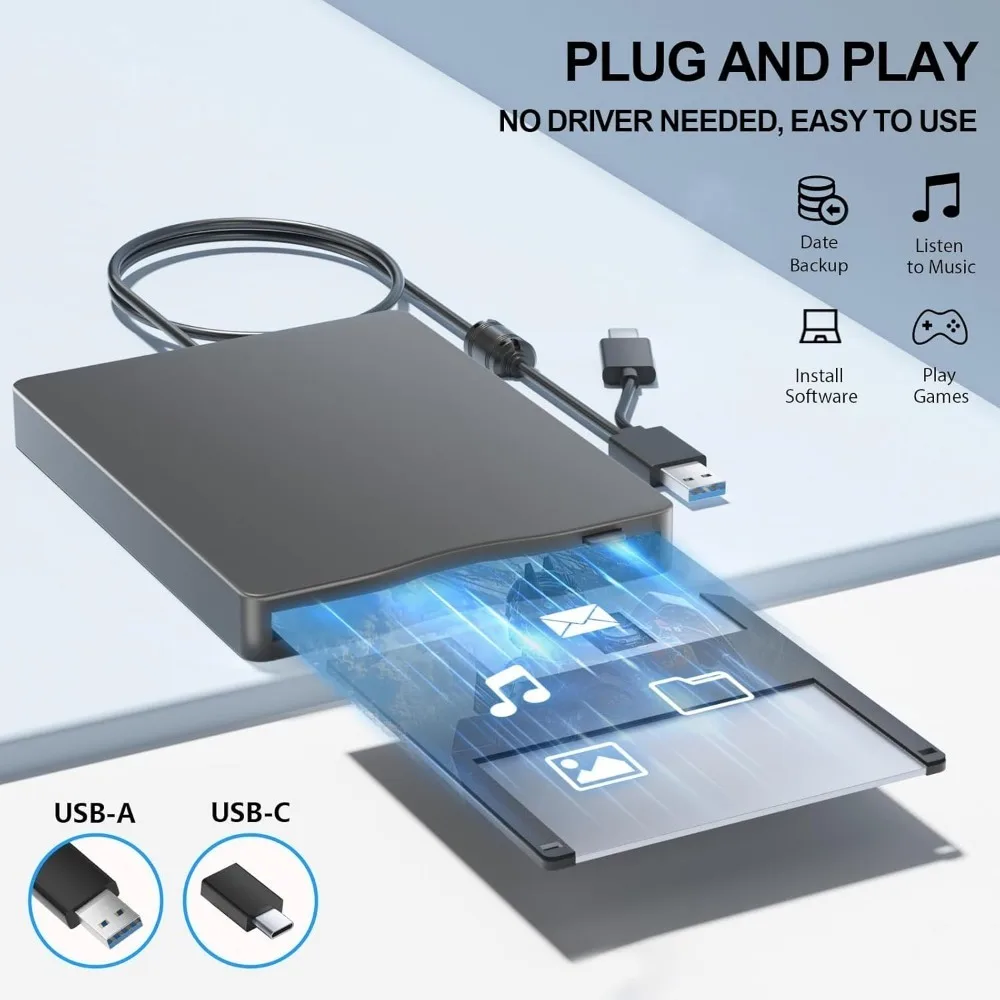 Floppy Disk Reader, 3.5inch External USB Floppy Disk Drive 1.44 MB FDD Portable Floppy Disk, Compatible with Windows 7/8/10/11