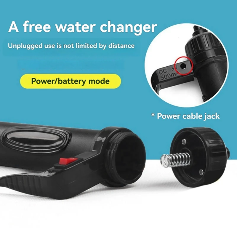 AT51-Aquarium Electric Water Changer Siphon,กรวดทําความสะอาดปั๊มกรอง,น้ําที่มีประสิทธิภาพเปลี่ยนเครื่องมือทําความสะอาดสําหรับถังปลา