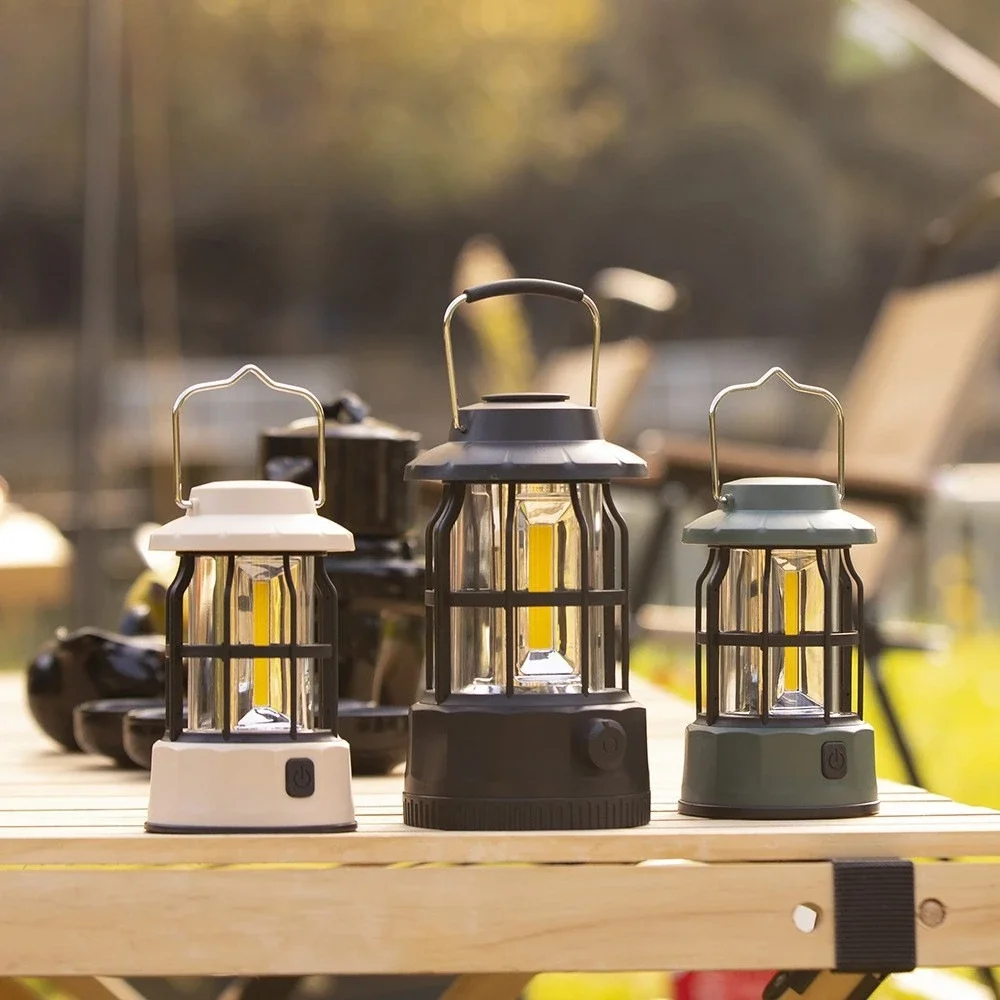 New Retro Camping Lantern Portable USB-C Rechargeable Outdoor Tent Light Gift for Camper