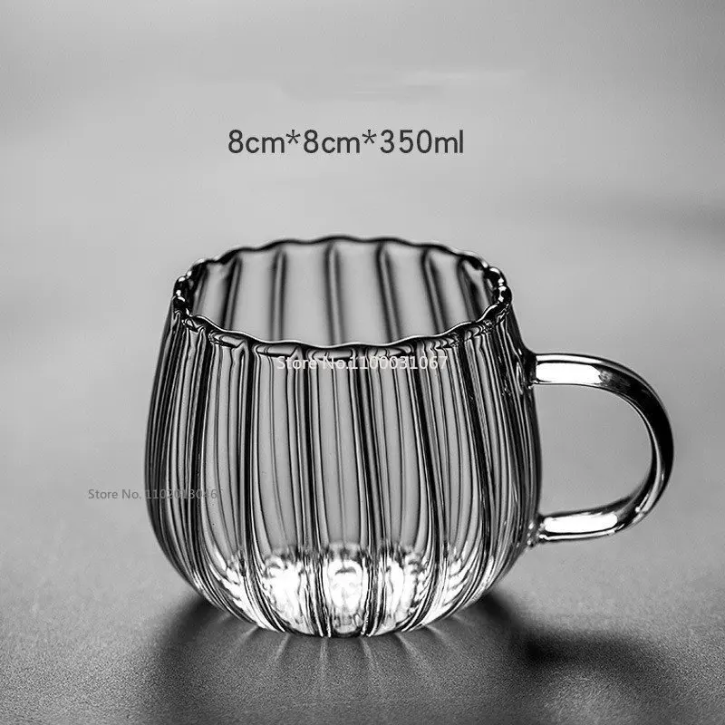 1/2/4/5PCS Heat-Resistant with Handle Glass Mug Breakfast Milk Cup Cute Office Home Coffee Mugs Pumpkin Pattern Drinkware