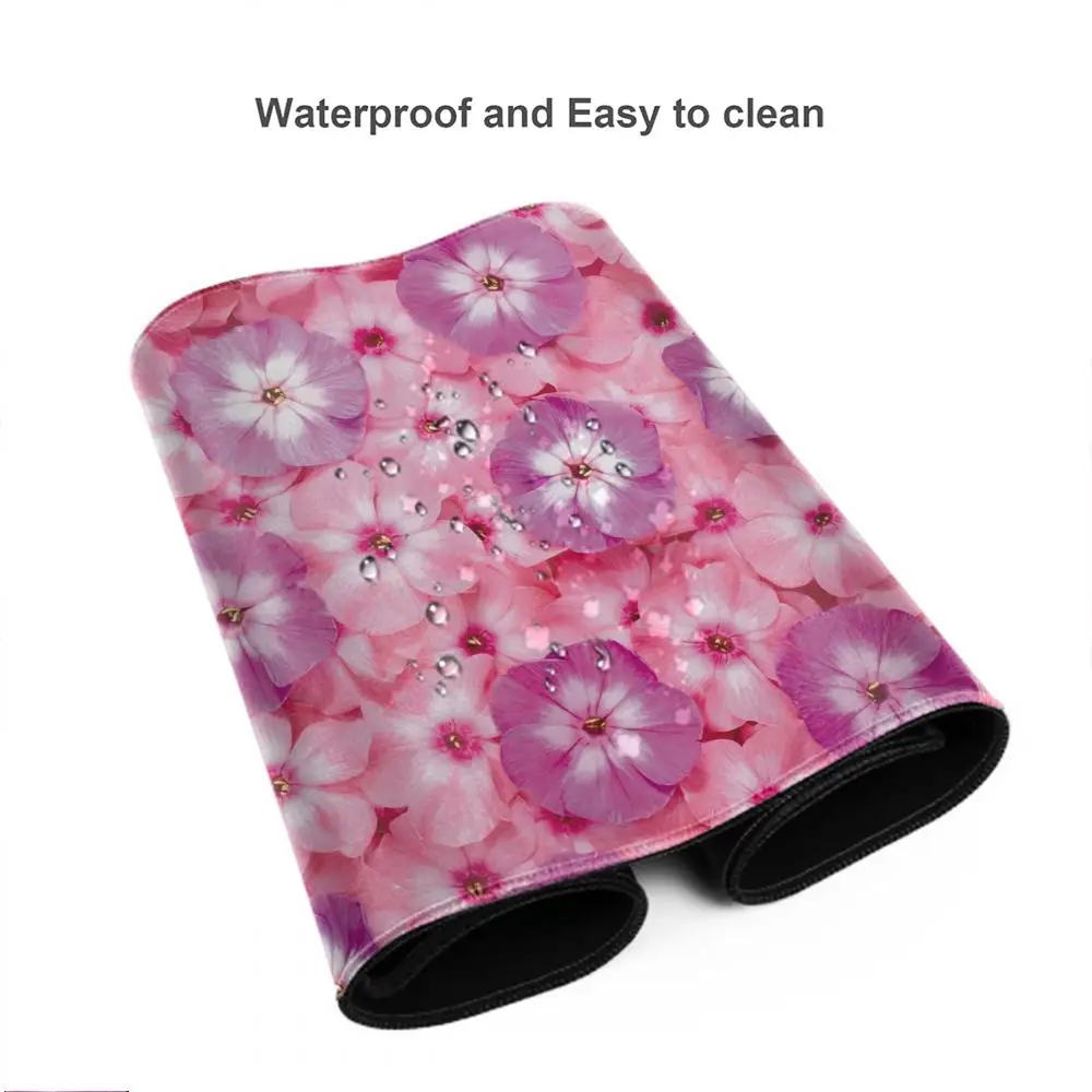Mouse Pad Gamer Cartoon Green Leaves Pink Flower XL Computer Large New Mousepad XXL keyboard pad Soft Carpet Non-Slip Table Mat