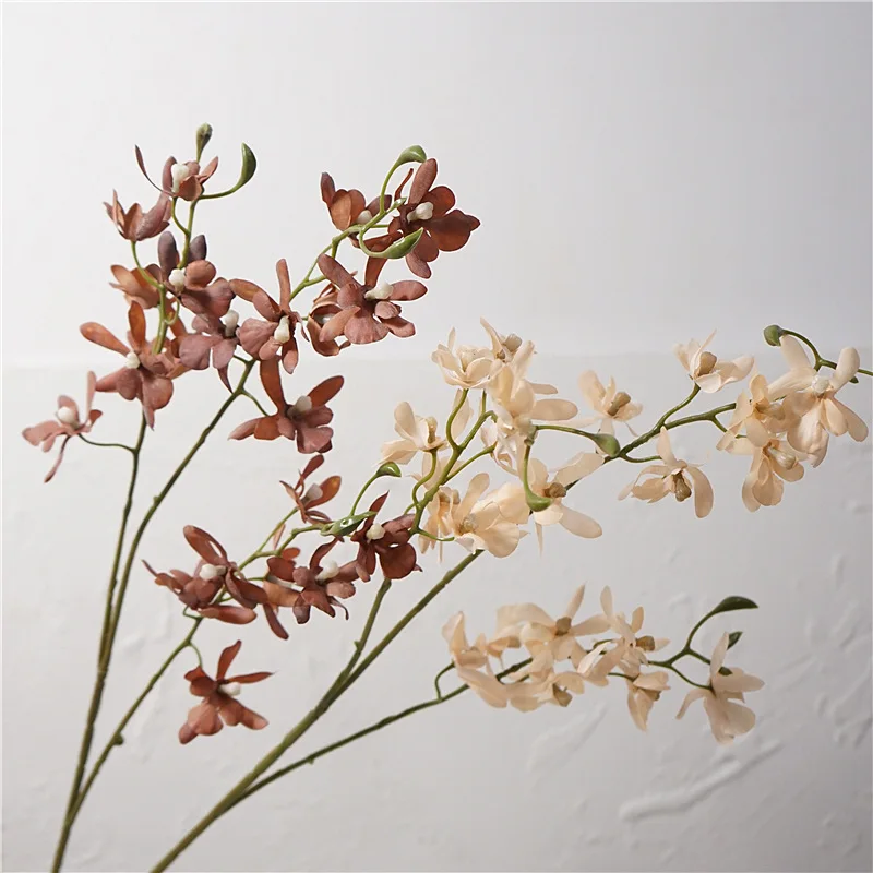 5 Stück Herbstdekoration 3-gabelige Schmetterlingsorchidee Künstliche Blumen Hochzeitsblumenarrangement Feiertagsparty Heimdekoration Zubehör – Detail 6