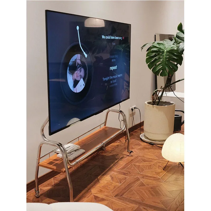Stainless steel TV bracket, metal belt wheel removable living room, home monitor bracket, hanger, screen within 70 inches