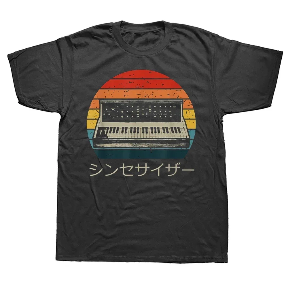 Camiseta de algodón Vintage para Dj, ropa de calle Retro, analógica japonesa, sintetizador de música electrónica, máquina de tambor, moda