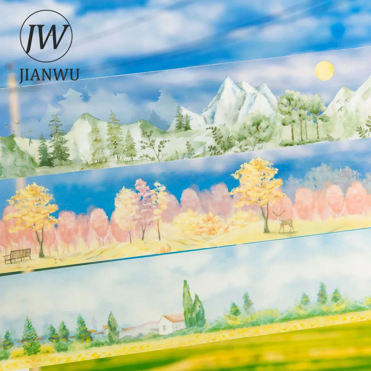 JIANWU 40mm*200cm Rural Fairy Tale Series Vintage Plant Tree Landscaping Material Collage PET Tape Creative Journal Stationery