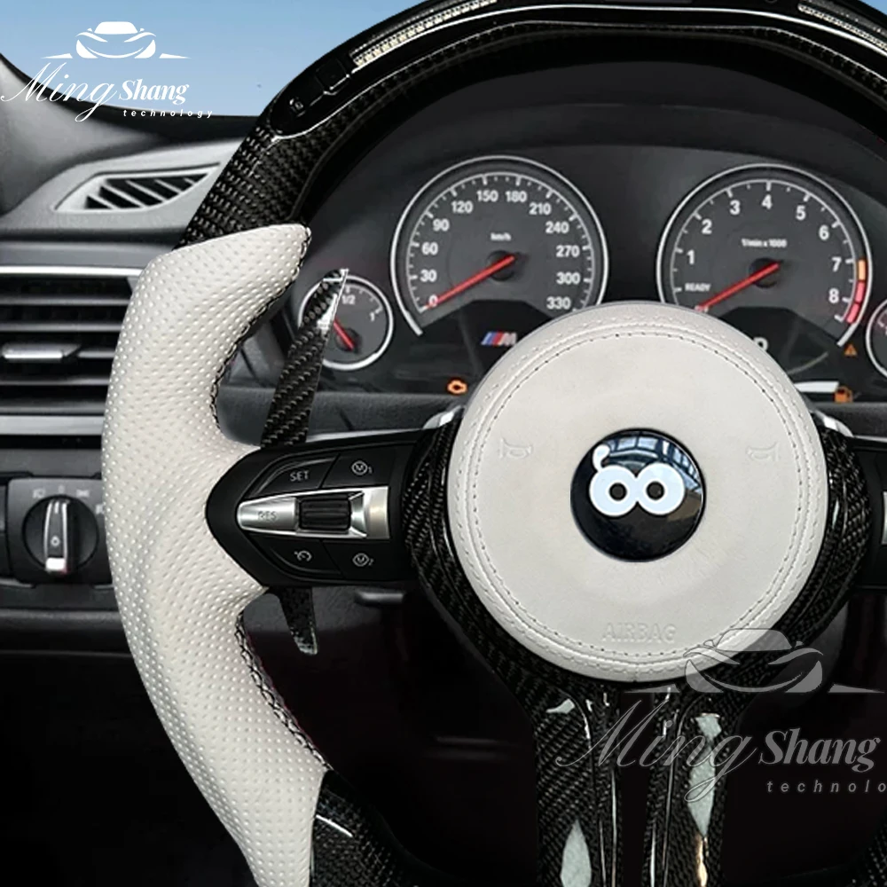 LED ألياف الكربون عجلة القيادة صالح لسيارات BMW M5 M6 X6M M2 F10 F20 F18 F11 F12 F30 E92 E60 X6 E71 M3 M4 سباق عجلة للتحويل #3