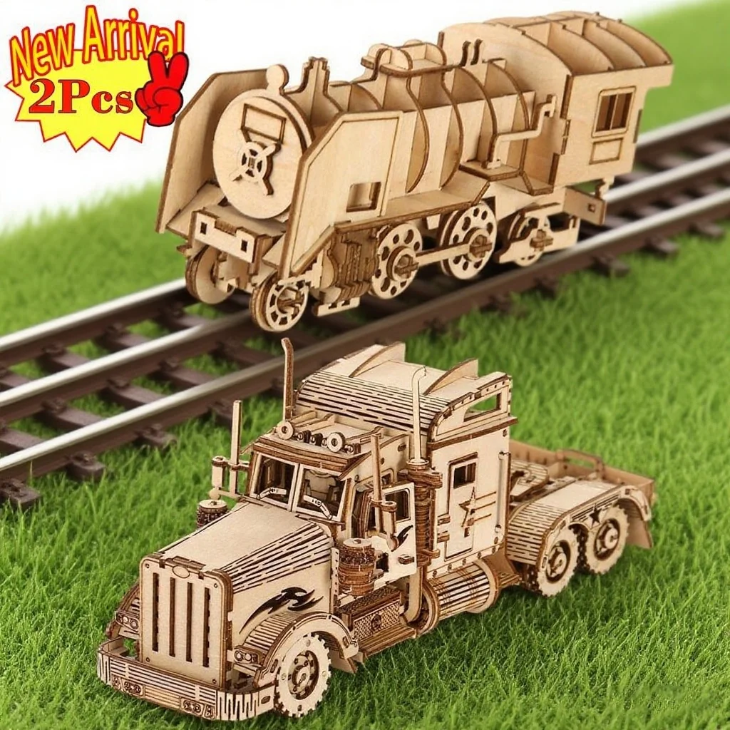 

(2Pcs)Build Your Own 3D Wooden Puzzle Model Kit - A Fun And Educational DIY Gift