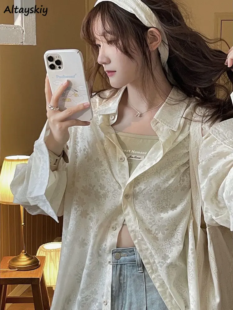 

Shirt Women Summer Floral Sun-proof Aesthetic Graceful Popular Newly Young Sweet Girls Stylish Ulzzang All-match Chic Hot Sale