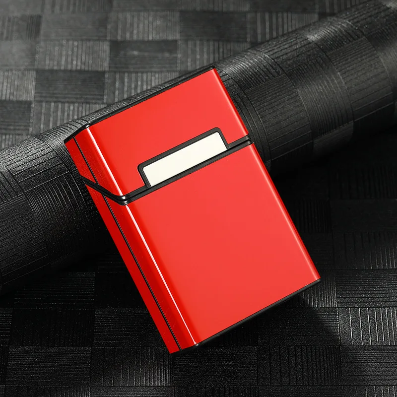 Aluminum Alloy Thick 20 Cigarette Case Simple Solid Color Waterproof Hard Shell Cigarette Accessories