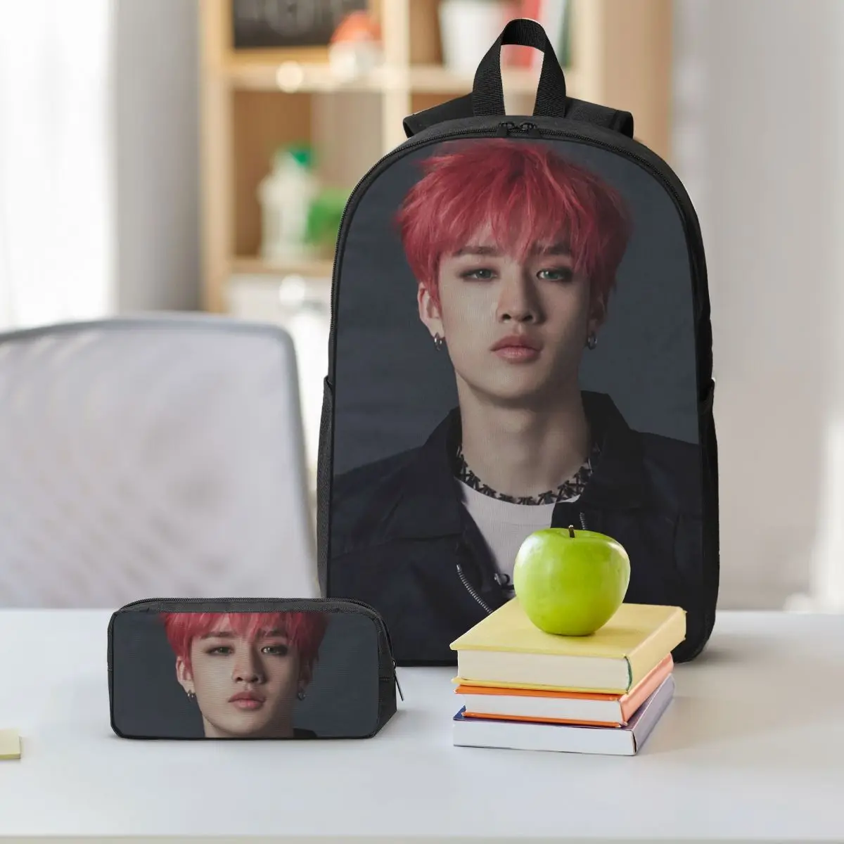 Bang Chan Backpack Boys Girls BookBag School Bag Shoulder Bags 3ps Insulated Lunch Bag Pencil Case