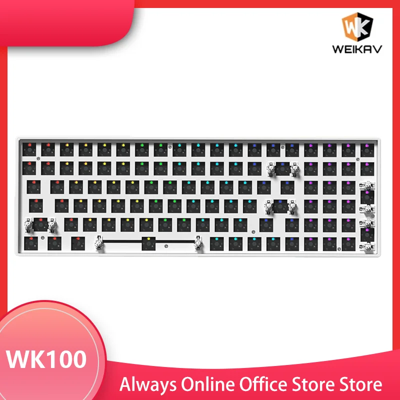 Weikav Wk100 Bluetooth Three Mode Mechanical Keyboard Hot Swap 100 Keys Dynamic Rgb  Wireless Gaming Keyboard Pc Gamer Office