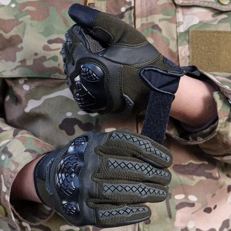 Men's Full Finger Tactical Gloves Soft Shell Anti-Slip Protective Gear for Combat Training Motorcycle Riding