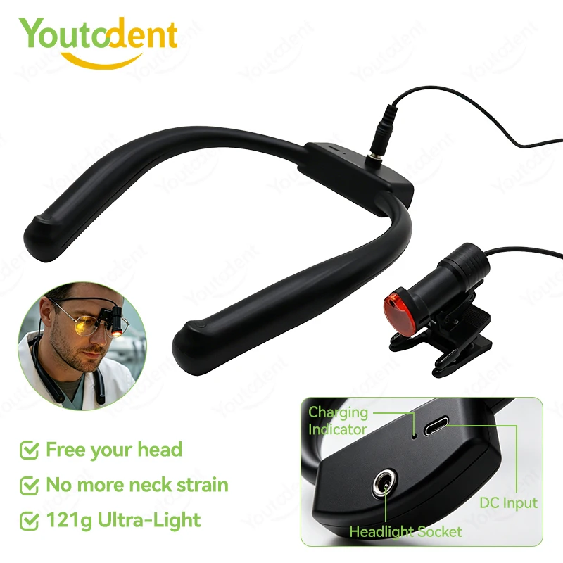 Neck Worn Dental LED Headlight Lightweight Medical Neck Light Clip-on Head Lamp For Dental Loupes Oral Surgery Examination view 4