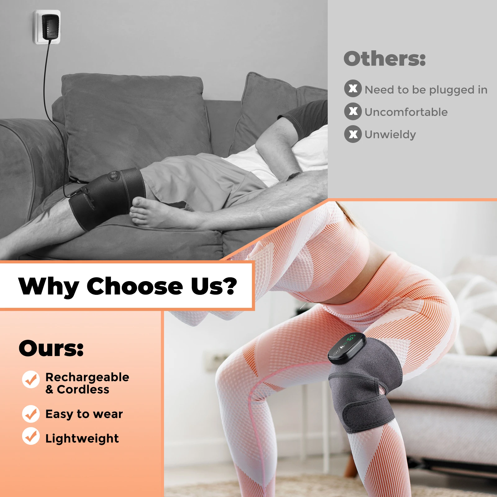 Electric Heated Vibration Knee Massage Physiotherapy Pad 3 in 1 Massager for Shoulder Elbow Hot Compress Muscle Relax Relief - Image 5