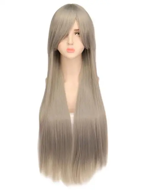 Long Straight Cosplay Wig Women Costume Party Black Red Ombre Heat Resistant Synthetic Hair Wigs