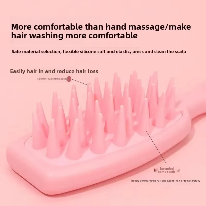 مقبض طويل سيليكون فرشاة شعر فروة الرأس تنظيف مشط شامبو تدليك فرشاة غسل الشعر مشط المهنية صالون تصفيف الشعر أداة #3