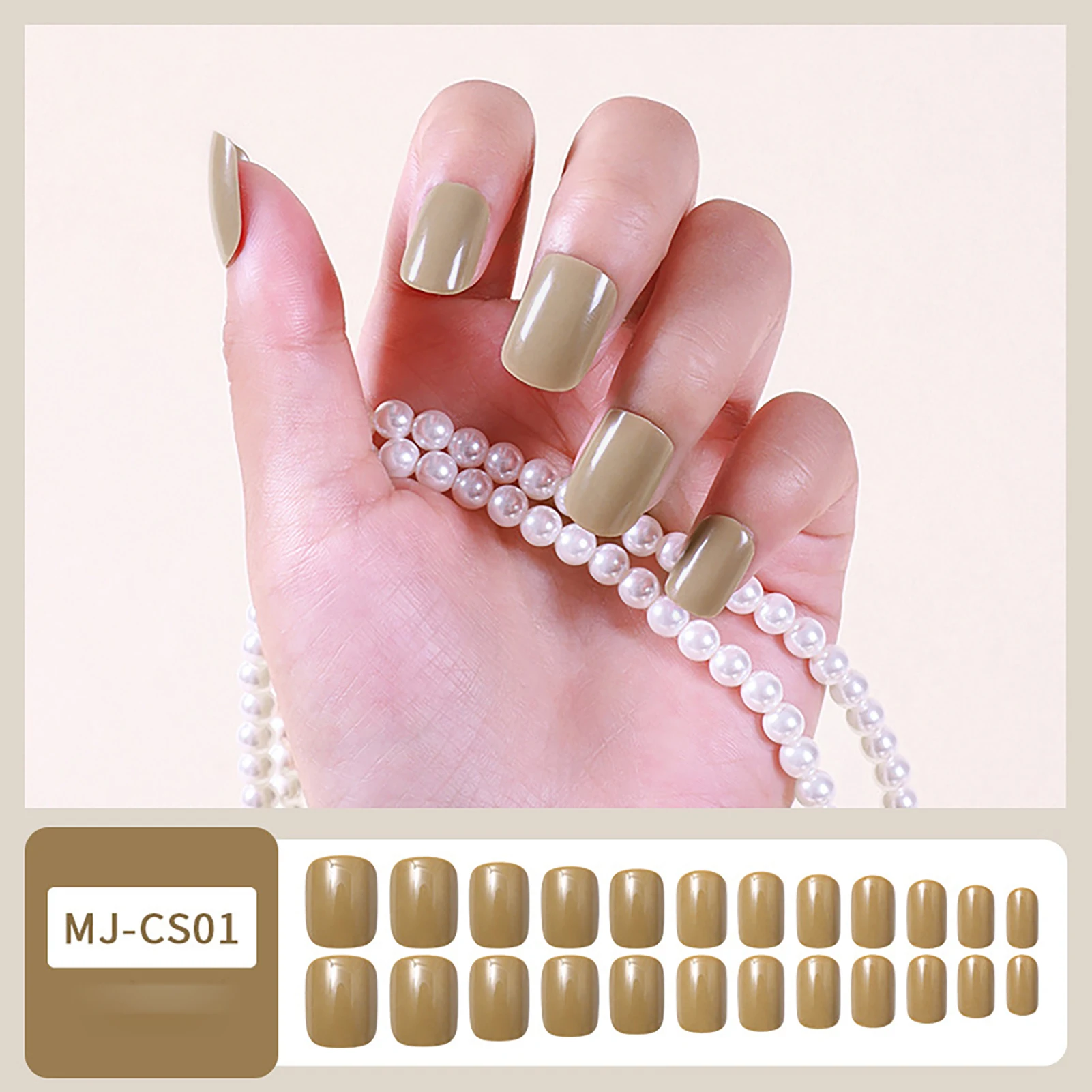 Simples lustroso monocromático quadrado unhas postiças, unhas reutilizáveis, doce e encantador, decoração DIY