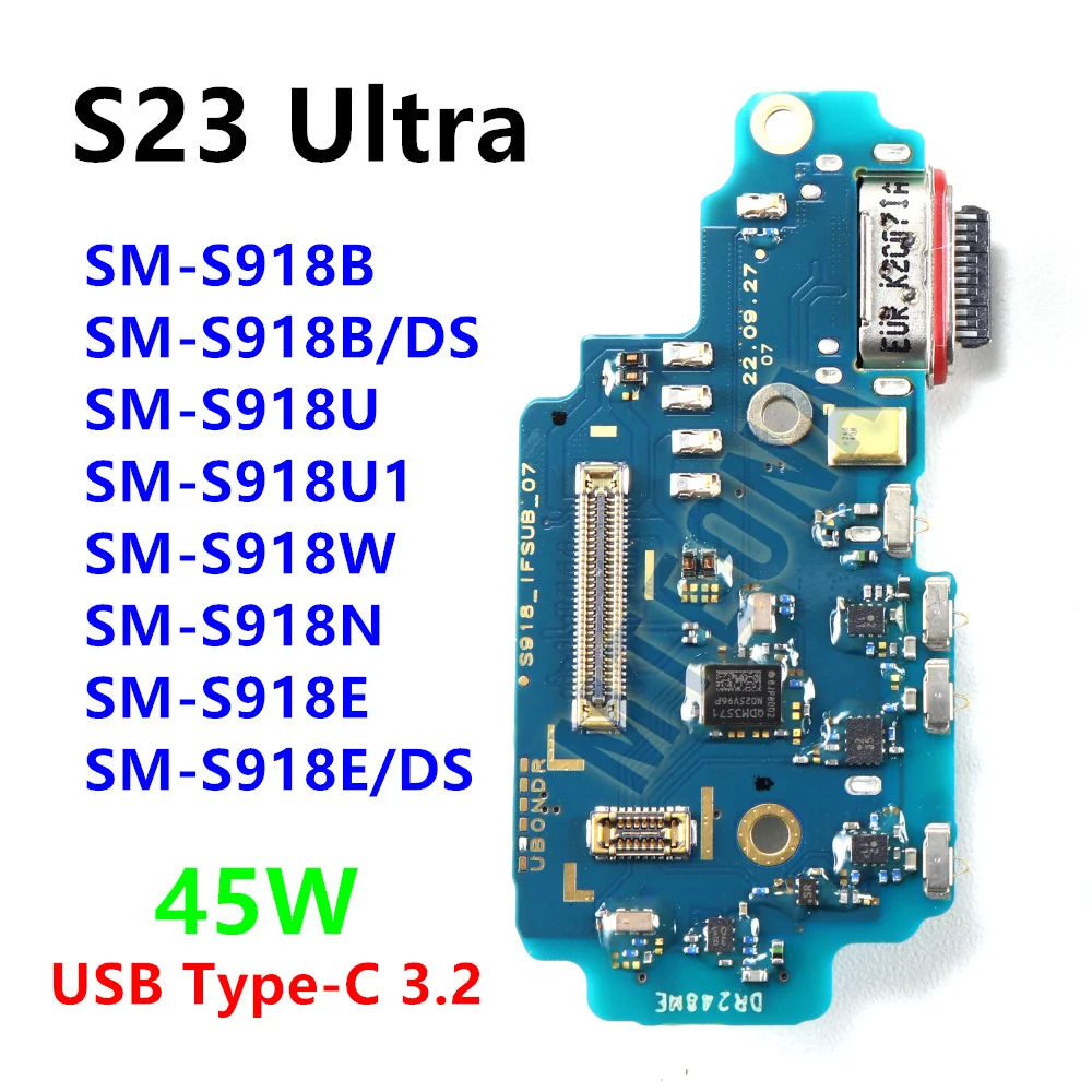 45W Type-C Fast Charging Port Dock Board Flex For Samsung Galaxy S23 Ultra SM-S918B S918U S9018 USB Connector Dock Charger Cable