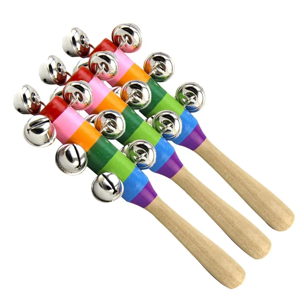 Hand Bell Baby Toys Kids Musical Instrument The Cross Wooden Jingle Bells Infant