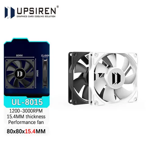 UPSIREN UL-8015 ventilador ultrafino de 8cm rodamiento hidráulico ventilador de chasis de 80mm 4 pines PWM 3000 RPM ventiladores de caja negro/blanco 80x80x15,4mm