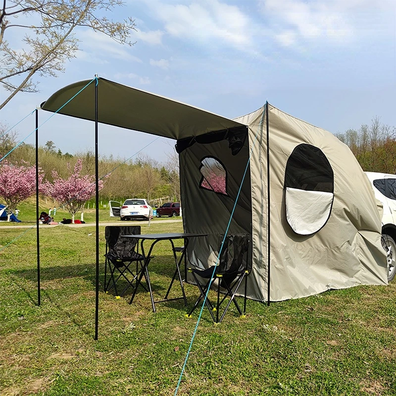 Car Rear Extention Tent  3-4  Person Portable Self Driving Outdoor Camping Shelter SUV Beach Canopy Fishing Awning BBQ Pergola