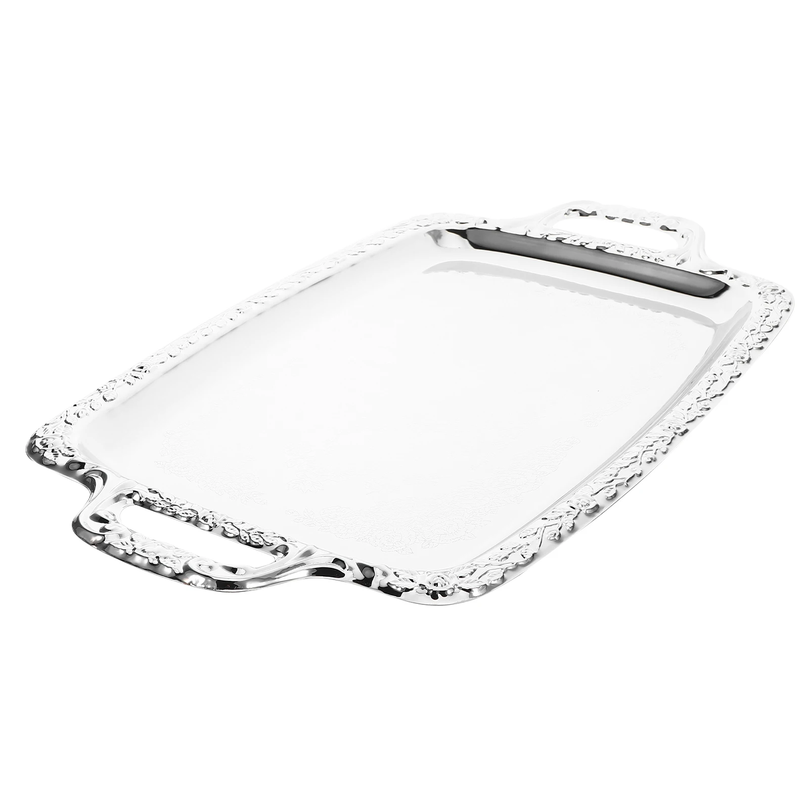 

Stainless Steel Serving Tray Hammered Texture Kitchen Food Plate For Salad Pasta Steak Dessert Serving Platter Decorative