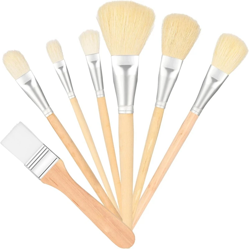 

Acrylic Painting Mop Brushes, 7 Pieces Various Sizes Acrylic Painting Mixing Brushes For Acrylic Watercolor Oil Art Durable